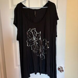 Black Floral Women's Top